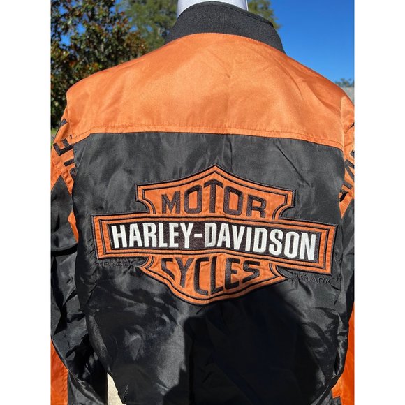 Mens HARLEY DAVIDSON Embroidered LOGO Nylon Zip Bomber Mesh Lined Jacket - Picture 4 of 10